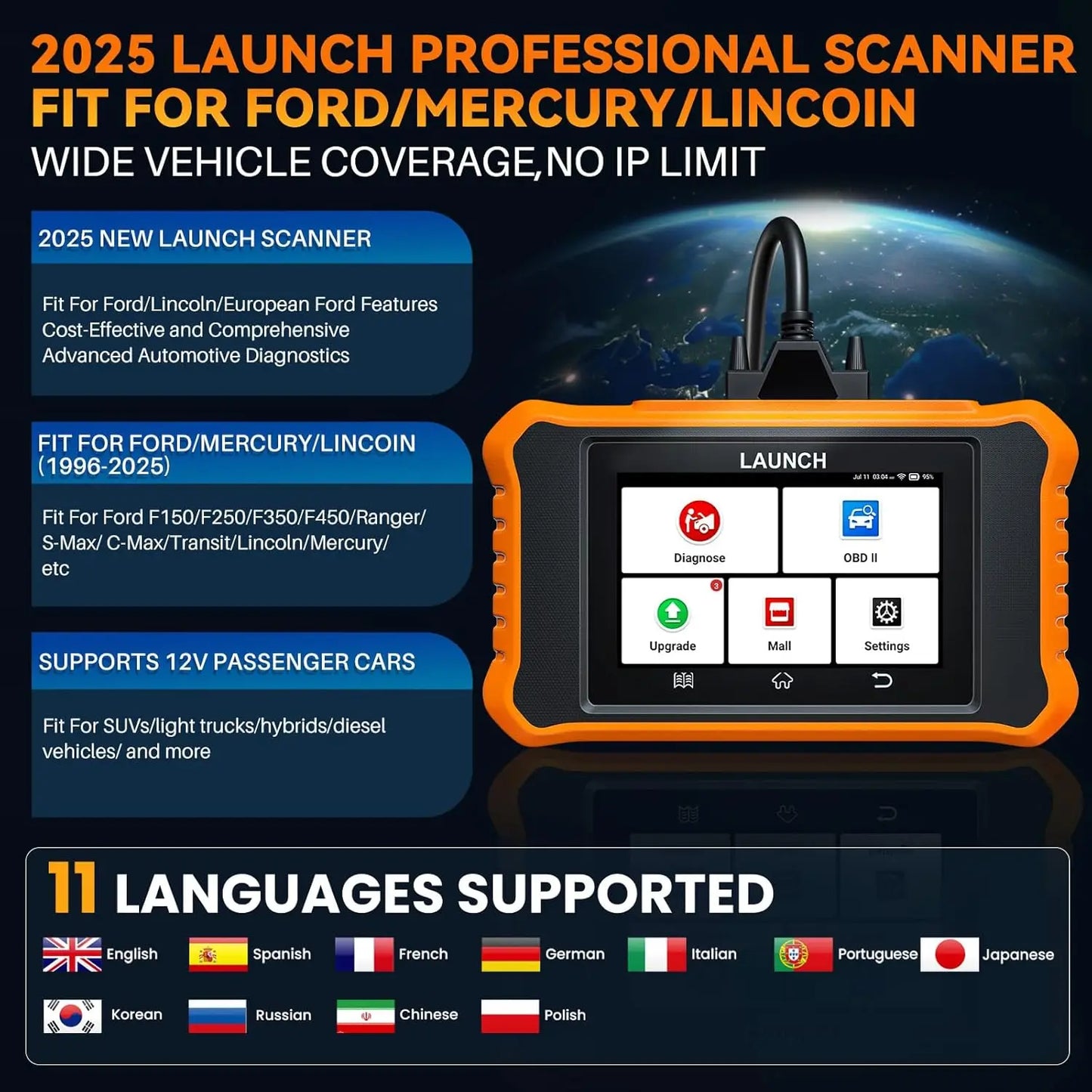 OBD2 Scanner – Diagnosetool – Foutcode Scanner – Auto Diagnostic Tool – Autoscanner – Bidirectionele Besturing – Levenslange Gratis Updates
