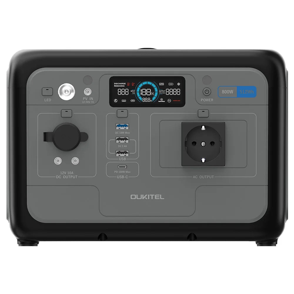 OUKITEL P800 Portable Power Station, 512Wh 800W Backup Battery,AC+DC Fast Charging,Solar Generator for Outdoor Camping Emergency