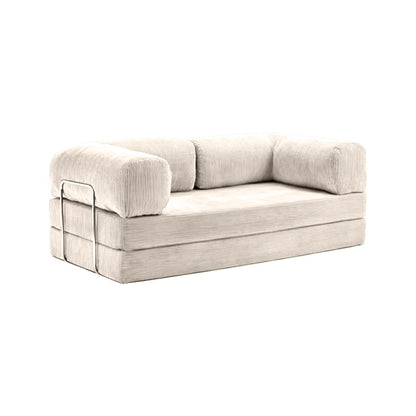 Bankstel – Zitting – Sofa – Hoekbank – Slaapbank – Modulair Ontwerp – Luxe Velvet Bekleding – 200 cm Tweezits – Off-white