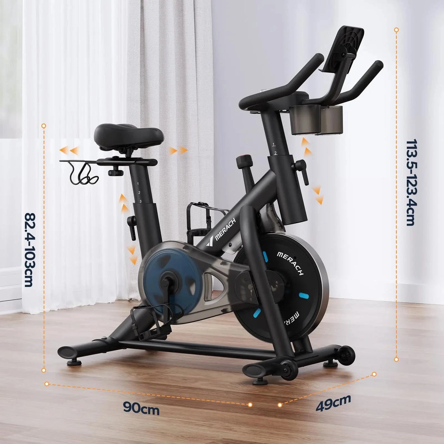 Hometrainer - Spinningfiets - Fitness Fiets - Indoorfiets - Led Display - Stationaire Fiets - Stationaire Fiets - en App - Verstelbaar Zadel - 270 kg Maximale Draagkracht