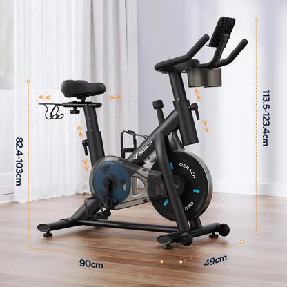 Hometrainer - Spinningfiets - Fitness Fiets - Indoorfiets - Led Display - Stationaire Fiets - Stationaire Fiets - en App - Verstelbaar Zadel - 270 kg Maximale Draagkracht