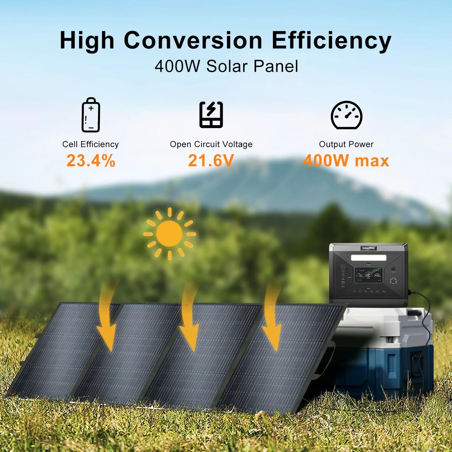 Zonnepaneel - Zonnepaneelset - Draagbaar - Opvouwbare - Waterdict - Outdoor Emergency Backup - voor Thuis - Tenten - Buiten - Kamperen - Waterdicte - 400W - 21.6V - 11.1A -  78.5 x 24 x 3 cm - Zwart