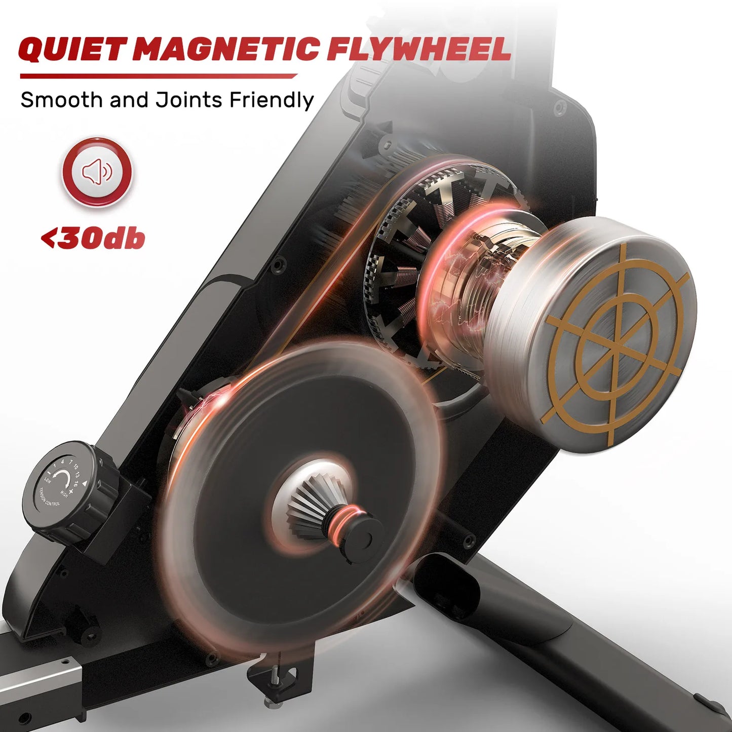 Roeimachine - Magnetische Roeitrainer - Roeiapparaat - Opvouwbare - Magnetisch Weerstandssysteem - 16 Niveaus - LCD Display - Volledig Lichaamstraining - Max 120kg - Stil & Compact