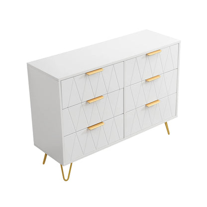 Ladekast 6 Lades – Kast Met Lades – Moderne Kasten – Stevige MDF Constructie – Stijlvolle Metalen Poten