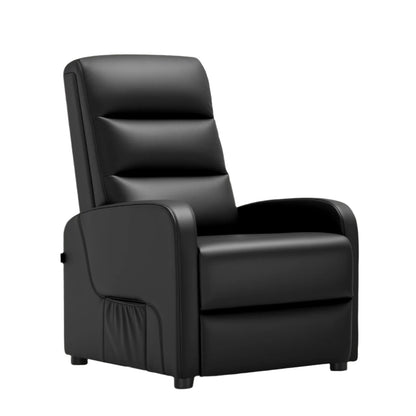 Relaxstoel - Relaxstoelen - Stoelen - Loungestoel - TV Stoel - met Voetsteun - en Kussen - Verstelbare Rugleuning - Comfortabele - PU Leer - 160° Ligstand - Voor Woonkamer - Slaapkamer - Thuisbioscoop - Zwart