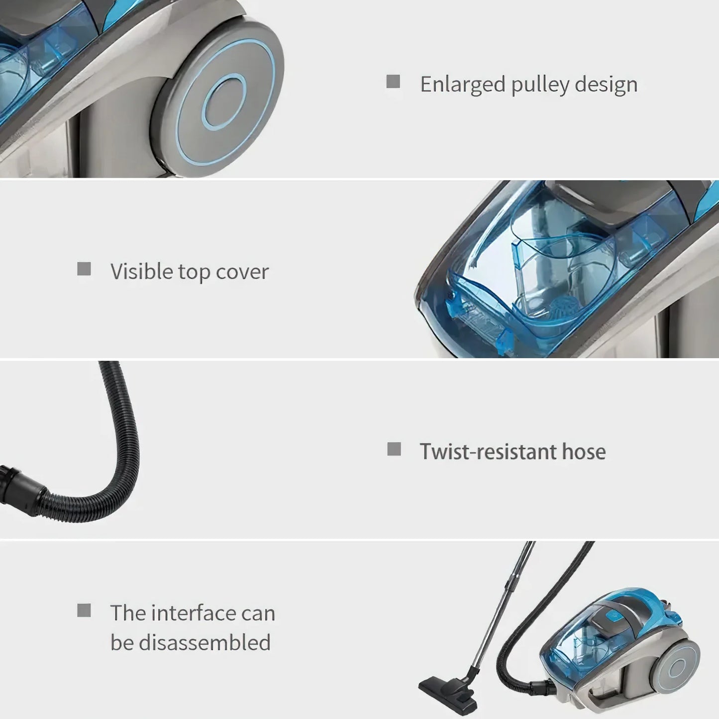 Stofzuiger - Vacuum Cleaner - Snoervacuüm - Multi-Cyclonische Filtratie - Draagbaar - Zonder Zak - voor Harde Vloeren Tapijten - Dierenhaar - 2500W - 220V - 50/60Hz - 15000PA - Blauw