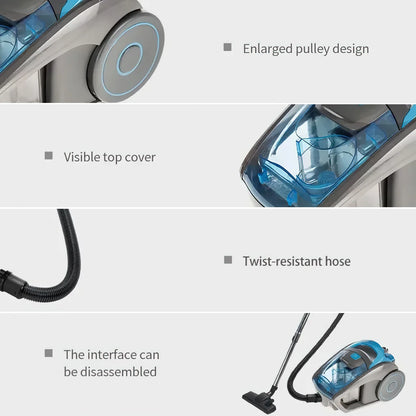Stofzuiger - Vacuum Cleaner - Snoervacuüm - Multi-Cyclonische Filtratie - Draagbaar - Zonder Zak - voor Harde Vloeren Tapijten - Dierenhaar - 2500W - 220V - 50/60Hz - 15000PA - Blauw