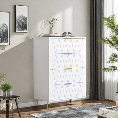 Ladekast – Kasten – Opbergkast – Dressoir – Ladenkast – 4 Lades – Modern MDF Metalen Poten