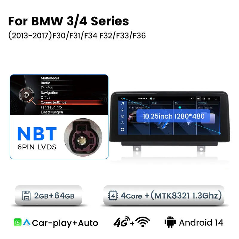 Android 14 Carplay Multimedia Systeem – Auto Radio Navigatie Unit – Touchscreen Speler – Draadloos Smartphone Integratie – Plug & Play Installatie – 10,25 Inch Scherm – 6GB RAM 128GB Opslag