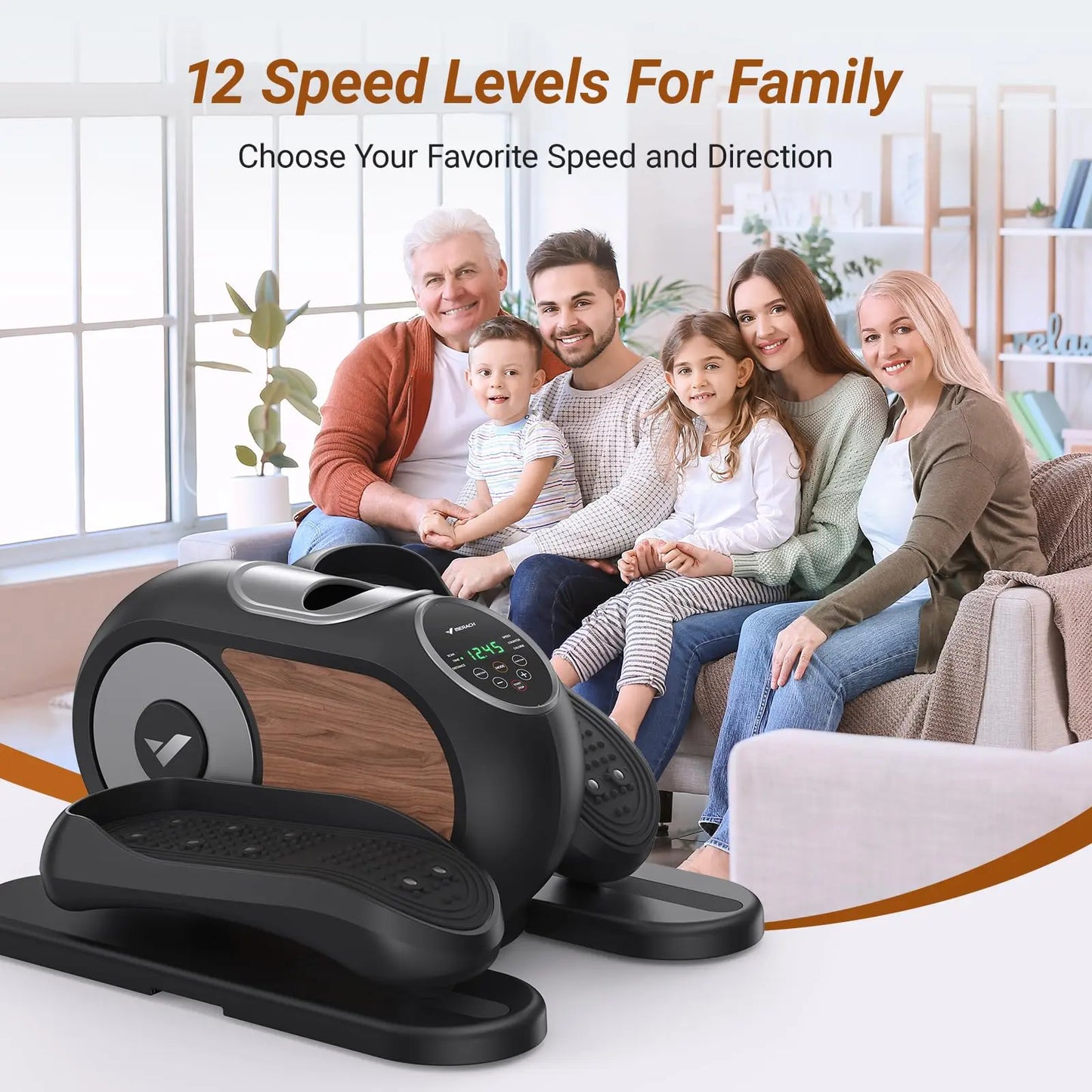 Onder Bureau Crosstrainer – Elliptische Trainer – Pedaloefenmachine – Fietstrainer – Beenfitness – Stil En Compact – 12 Snelheidsniveaus Met Afstandsbediening