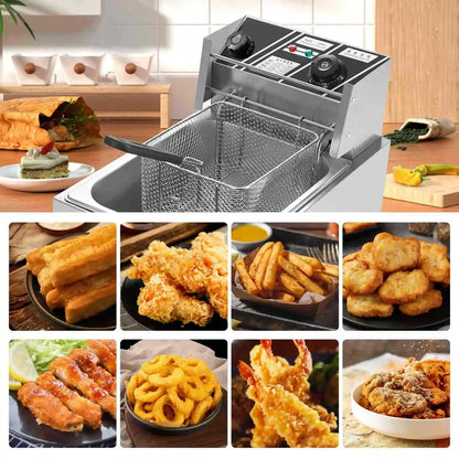 Elektrische Frituurpan - 6L – Frituurpan - 2500W – Roestvrij Staal – 50-200°C Temperatuurregeling – Voor Horeca - en Thuisgebruik - Eenvoudig Schoon te Maken