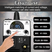 Hzxvogen - Lasmachine - Elektrische lasmachine - 5 in 1 - Halfautomatische lasmachine - Gas Non-Gas IGBT Inverter - MIG lasser TIG ARC/MMA/MAG - Set 1 - Zwart