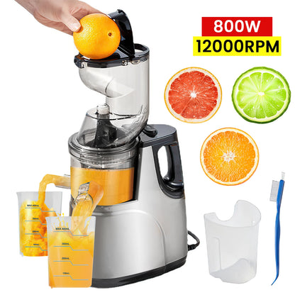 Slowjuicer - Sapcentrifuge - Cold Press Juicer - 800W - 12000RPM - Grote Vulopening - 50 dB - Masticating Juicer - Voor Groenten en Fruit - QUORE