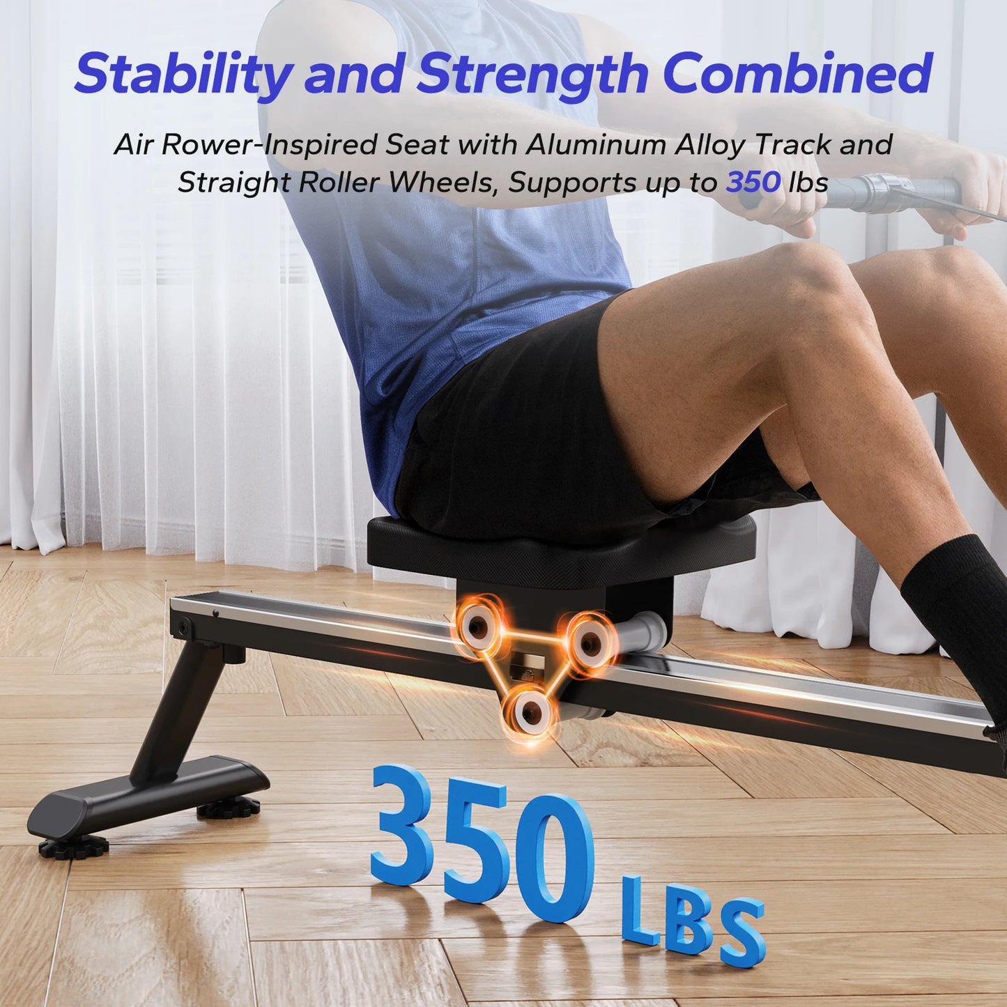 Roeitrainer – Roeimachine – Roeiapparaat – Waterroeier – Fitnessapparaat – 45° Waterweerstand 15L – Aluminium Frame