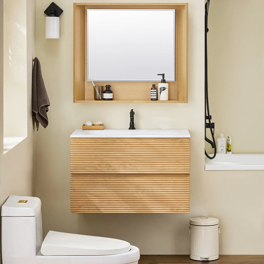 Bekkenstoel – Zithulpstoel – Ergonomische Stoel – Zitcomfort – Stoelverhoger NATURE – Compact Design – MDF Met Keramische Wasbak