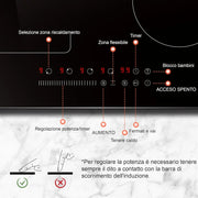 Inductie kookplaat - Induction Hob - Induction Cook Top - Inductie Fornuis - Elektrische Brander - 4-pits - Inductiekookplaat - 60 cm - 3500 W - Flexzone - Plug-in kookplaat - 9 vermogen - Booster - Timer - 220 V - Zwart