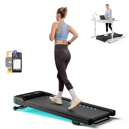 Loopband - Walking Pad - Wandelband - Hardloopband - Loopbanden - 2.5PK - Auto-Incline tot 9% - Leuning - 6,5 cm Hoog - Bluetooth & Afstandsbediening - 45dB - Draagbaar - voor Thuis - Kantoor