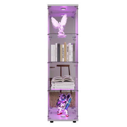Glazen Vitrinekast – Displaykast – Vitrinekast – Collectiekast – Showcase – Wit – 4 Laags – Geïntegreerde Verlichting