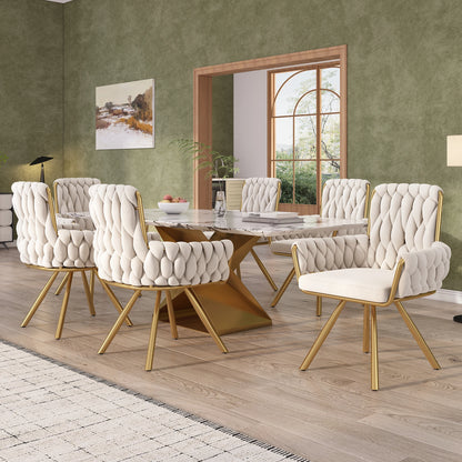 Eetkamerstoel – Draaistoel – Stoel Met Armleuningen – Velvet Stoel – 360° Draaibaar – Metalen Frame