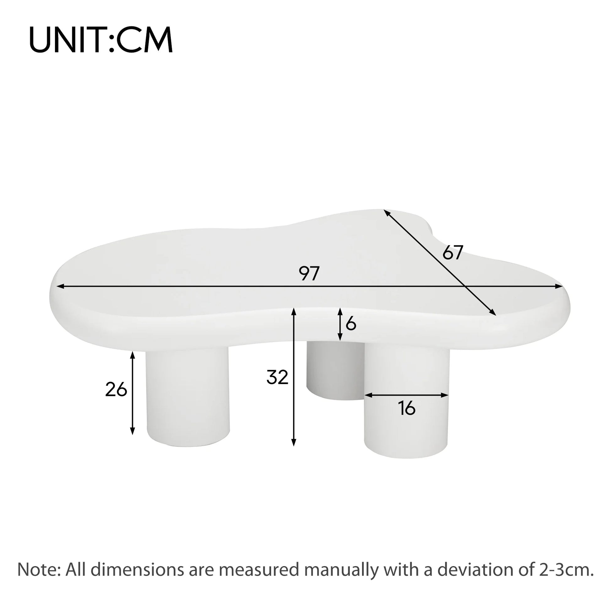 Salontafel – Wolkvormige - Originele Tafel – Design Tafel – Woonkamer Tafel – MDF Tafel – 97x67 cm – Draagvermogen 80 kg - QUORE