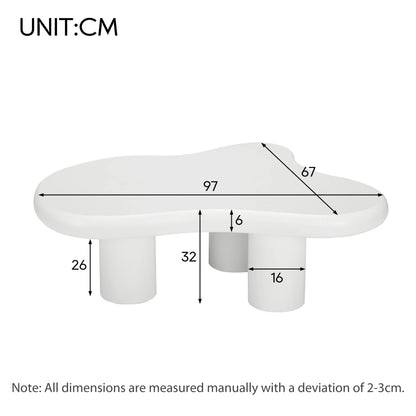 Salontafel – Wolkvormige - Originele Tafel – Design Tafel – Woonkamer Tafel – MDF Tafel – 97x67 cm – Draagvermogen 80 kg - QUORE