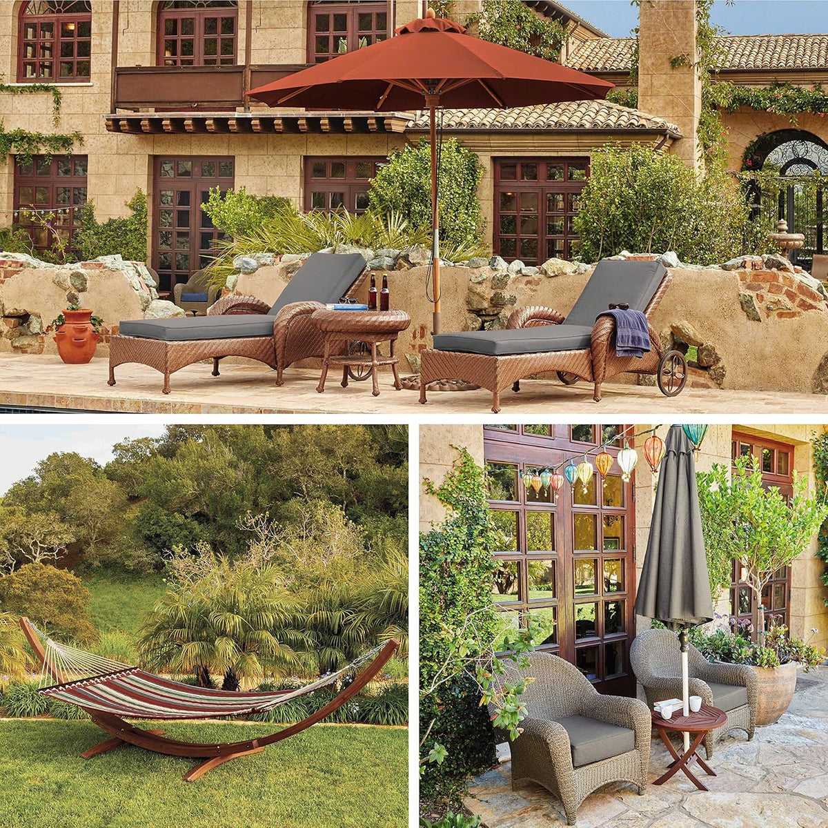 Classic Accessories Montlake Water-Resistant 25 x 25 x 5 Inch (seat)/25 x 22 x 4 Inch (back) Patio Cushion Set, Light Charcoal Grey, Chaise Lounge Cushions Outdoor