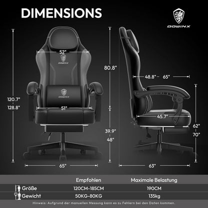 Gamingstoel – Gamerstoel – Bureaustoel – PC Stoel – Office Chair – Ergonomisch Met Veerkussen – Verstelbare Rugleuning & Opklapbare Voetensteun – Grijs - QUORE