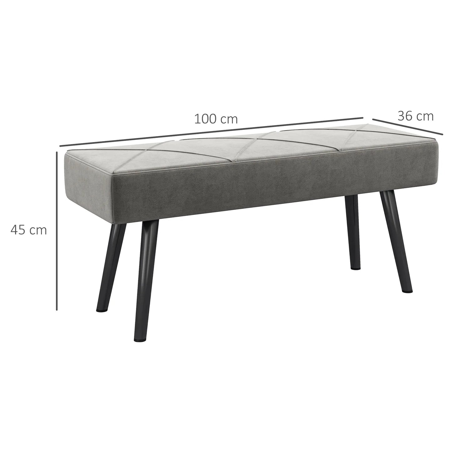 Kussenboxen - Bank - Sofa - Zitvlak - 100 cm x 36 cm x 45 cm - Grijs