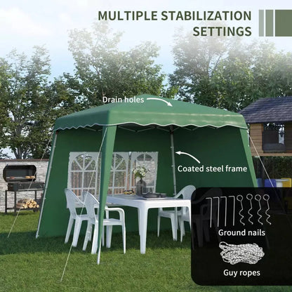 Paviljoen - Tuinpaviljoen - Partytent - Tuintent - Pop-up Kliksysteem - Stabiel Opvouwbaar - Waterdicht - Winterbestendig - met 2 Zijwanden - Oxford-stof - 2.89 x 2.89 m - Groen