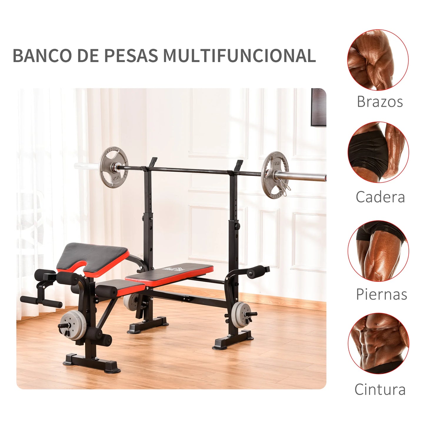 Fitnessbank – Krachtbank – Halterbank – Trainingsbank – Home Gym Bank – Verstelbare Rugleuning – Stevig Stalen Frame