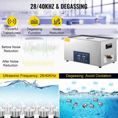 Ultrasoonreinigers - Reinigingsmachine - Ultrasonic Cleaner - Ultrasoon - 30L Tank – Dubbele Frequentie – Digitale Bediening – Draagbaar en Geschikt voor Thuisgebruik