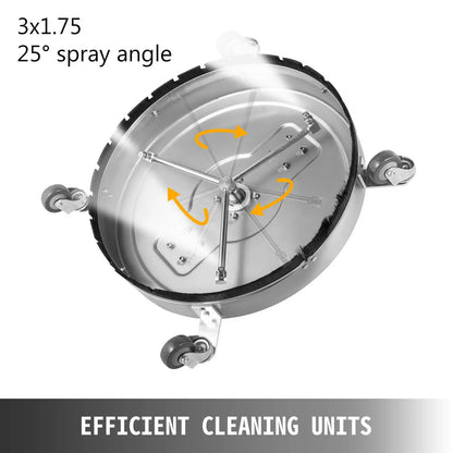SucceBuy 18-24 Inch Flat Surface Cleaner W/ 3 Nozzle Stainless Steel 4000PSI Pressure Washer Rotating Flat Surface Cleaning - QUORE