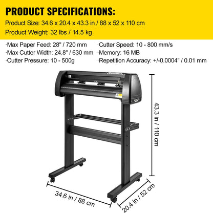 Vinyl Cutter Plotter – Snijplotter – Vinyl Snijder – Sticker Cutter – Plotter Machine – 28 Inch Snijbreedte – Aluminium Behuizing Zwart