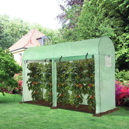 Tuinkas - Tunnelkasje - Tuinserre - 300x100x200 cm - Weerbestendige Foliekas -  met 4 Vensters & 2 Rolk deuren - Voor Groenten & Planten - Stevige constructie - QUORE