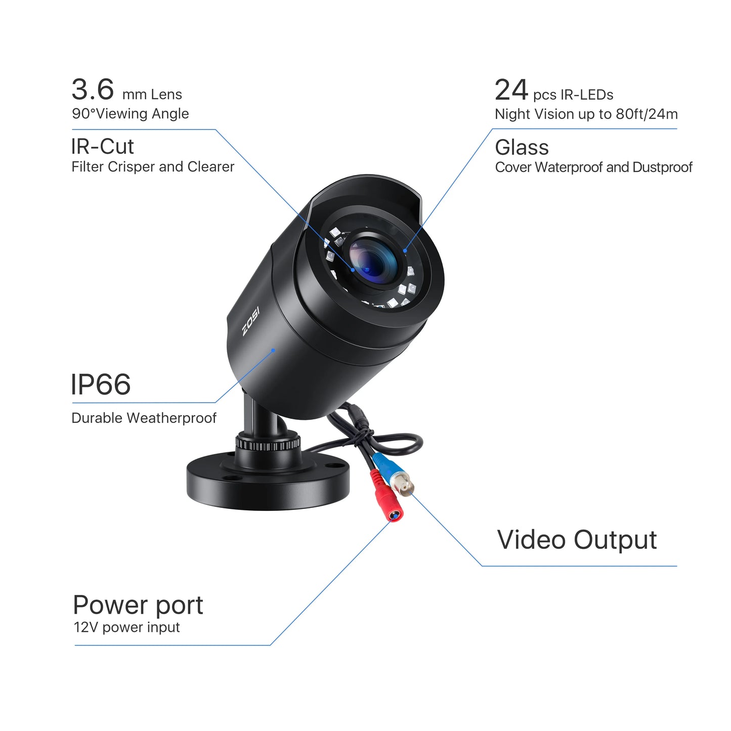 Beveiligingscamerasysteem - 1080p HD - Openlucht- Bewakingscamera - Beveiligingscamera - IP66 Waterdichte - met Nachtzicht tot 25 Meter – Weerbestendige Outdoor Cameras - 4 Stuks - Wit - QUORE