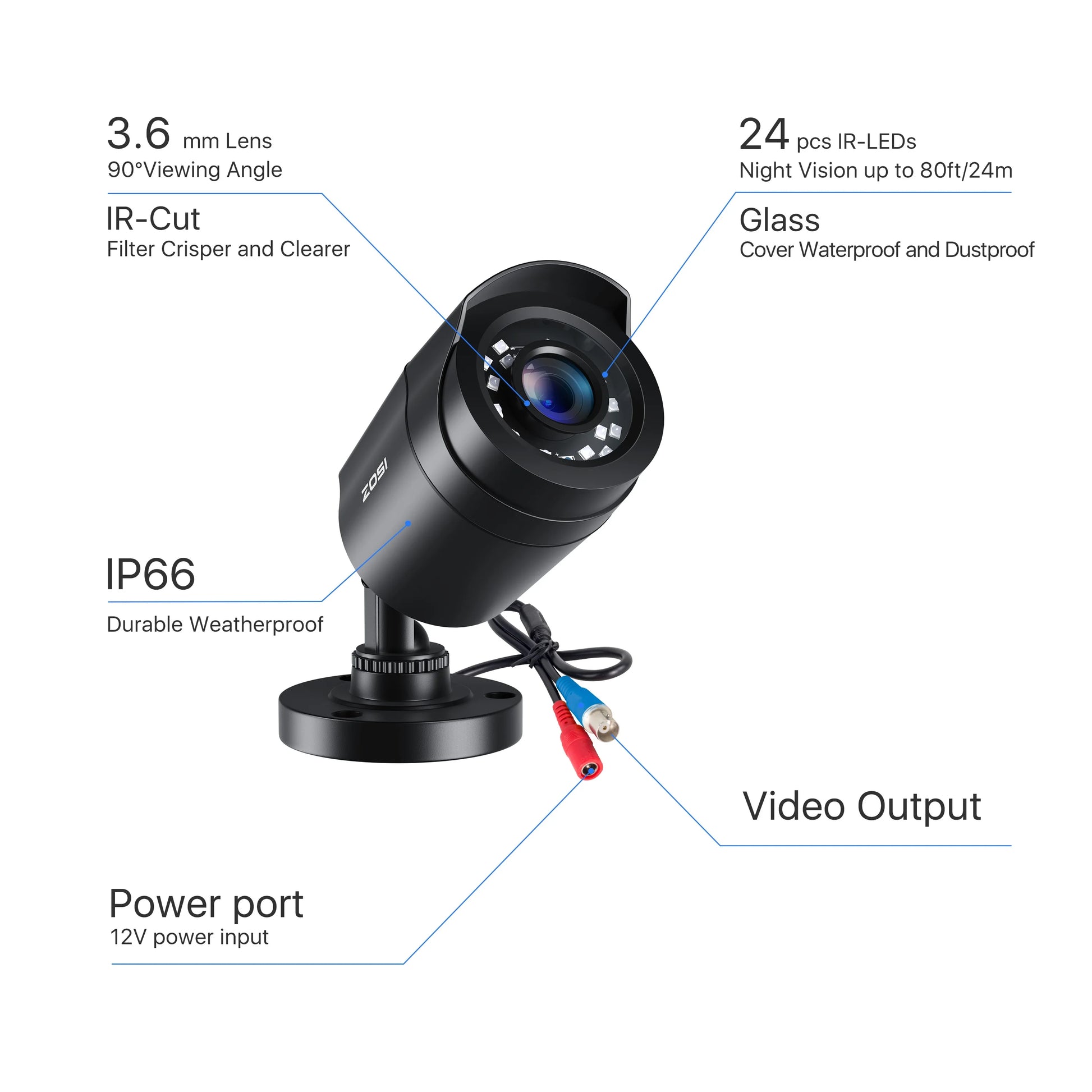 Beveiligingscamerasysteem - 1080p HD - Openlucht- Bewakingscamera - Beveiligingscamera - IP66 Waterdichte - met Nachtzicht tot 25 Meter – Weerbestendige Outdoor Cameras - 4 Stuks - Wit - QUORE