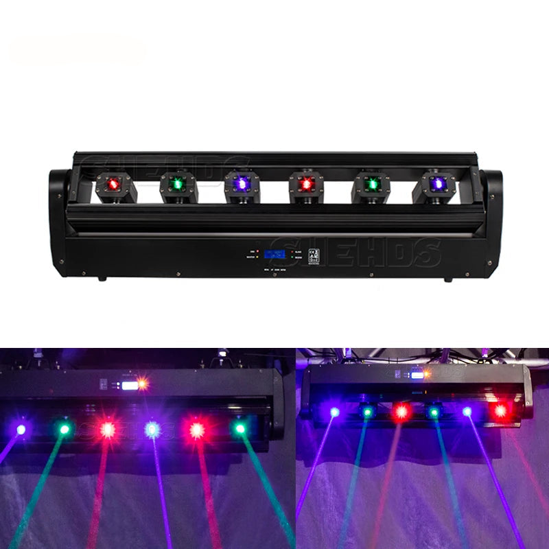 6x500MW RGB+RGB Moving Head Licht – DJ Licht – Podiumverlichting – Feestverlichting – Discolicht – Nauwkeurige 190° Bewegingscontrole – Dubbele Kop Laserlicht – EU Stekker