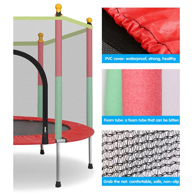 Mini Trampoline - Fitness Trampoline - voor Kinderen - Veiligheidsnet - Indoor Sport - Max. Gewicht 100KG - Rood