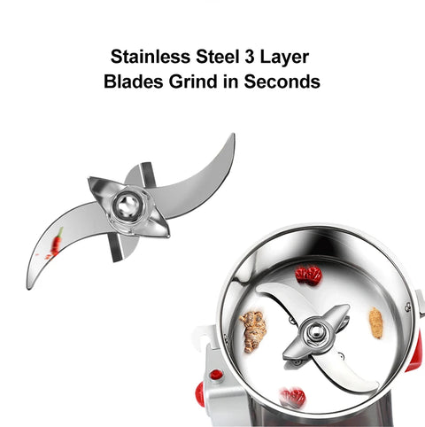 Kruidenmolen - Kruidenmolen Elektrisch - Specerijenmolen - Graanmolen - Kruidenmaler - Elektrische Koffie Molen - 800g - Zilver