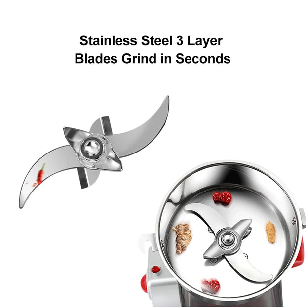 Kruidenmolen - Kruidenmolen Elektrisch - Specerijenmolen - Graanmolen - Kruidenmaler - Elektrische Koffie Molen - 800g - Zilver