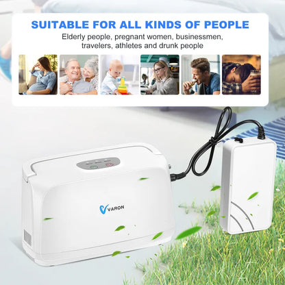Varon - Zuurstofcilinder - Varon - 3L/min - 45dB - 30W - 15V - Met batterij - EU-stekker - Zorgvuldig ontworpen - Wit - QUORE