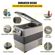 VEVOR 55L Auto Koelkast en Vriezer -Elektrisch - Draagbare Compressor Koelbox voor Camping - Reizen en Outdoor Avonturen - zwart/grijs - QUORE