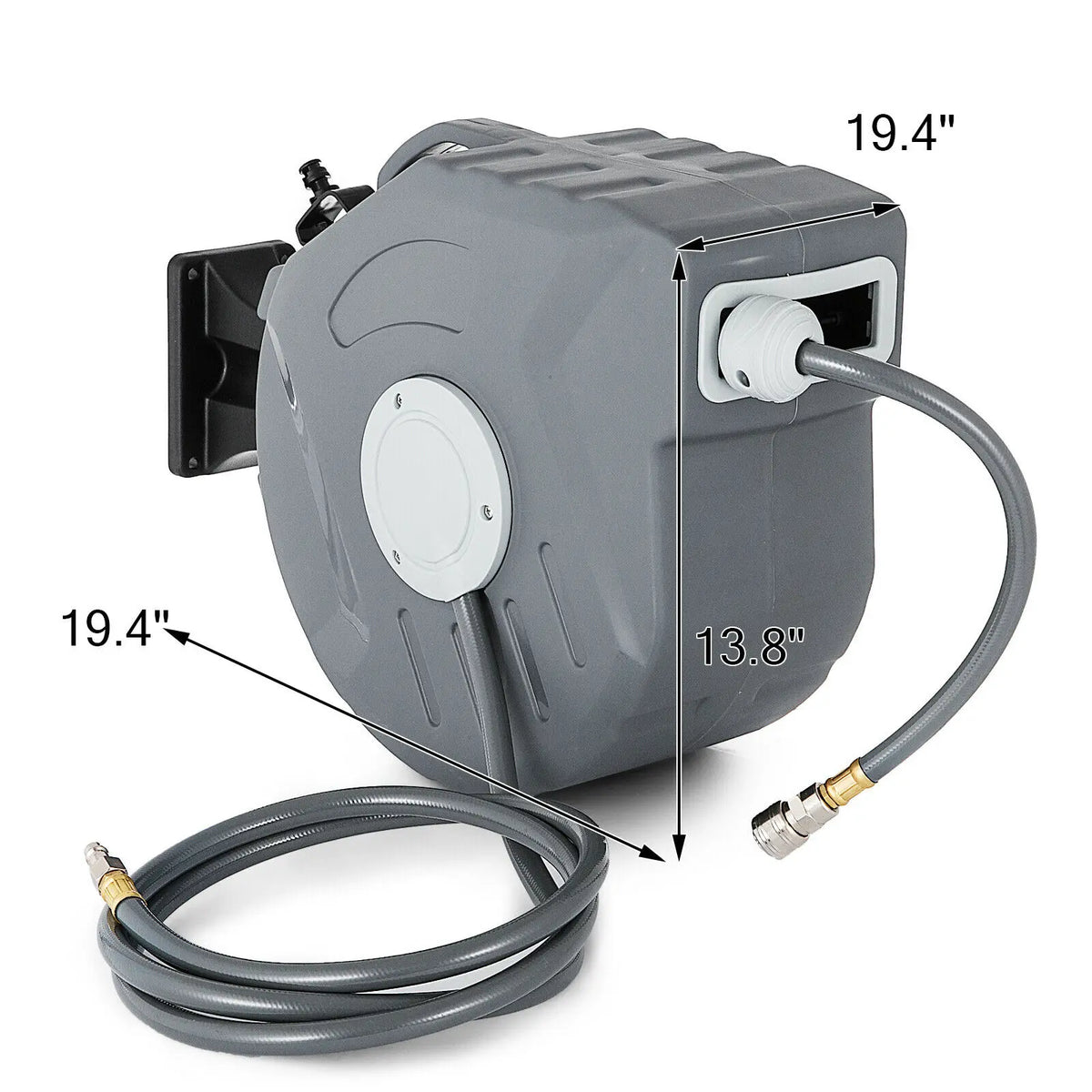Vevor - Intrekbare Luchtslanghaspel - Waterslang - Wandmontage - 20M - Automatisch terugspoelen - 261.1 PSI - Grijs - QUORE