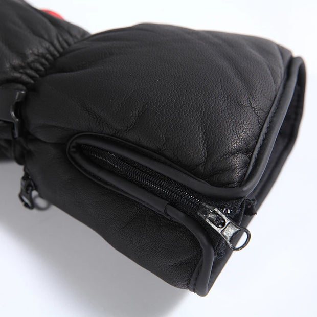 Heated Gloves - Electric Gloves - Rechargeable Heated Gloves Electric Waterproof Gloves - Leather Sheepskin - for Motorcycle, Hiking Gloves, Outdoor Sports, Winter - Medium