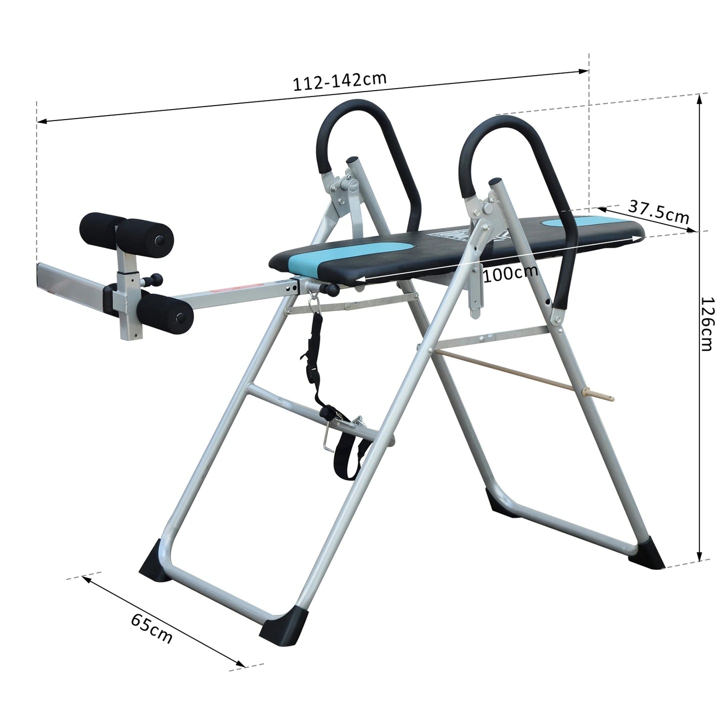 Inversion Table – Omkeerbare Trillingsbank – Fitness Tafel – Stretching Bank – Verstelbare Lengte 147-198 cm – Stabiel Stalen Frame 136 kg Draagvermogen - QUORE