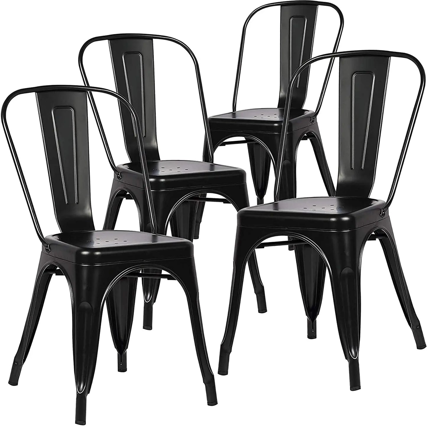 EGOONM Set of 4/8 Modern Metal Dining Chairs Industrial Style Chairs Stackable Used for Restaurant Terrace Outdoor Dining Chair