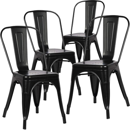 EGOONM Set of 4/8 Modern Metal Dining Chairs Industrial Style Chairs Stackable Used for Restaurant Terrace Outdoor Dining Chair