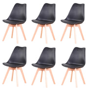 Dining Room Chairs - Dining Room Chairs Set of 6 - Chairs - PU Leather Seat - Beech Legs - Ergonomic - Living Room - Kitchen - Restaurant - Black