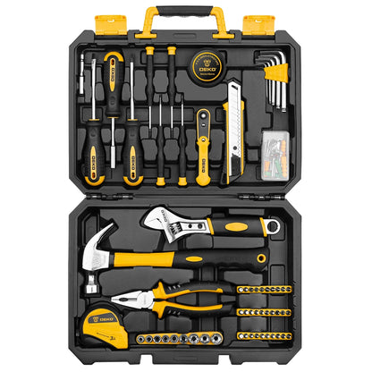 100 Piece Tool Set - Household &amp; DIY - Screwdrivers, Wrenches &amp; Hammer - With Storage Case - Black/Yellow