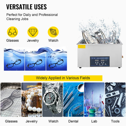 Ultrasoonreinigers - Reinigingsmachine - Ultrasonic Cleaner - Ultrasoon - 6L Tank – Dubbele Frequentie – Digitale Bediening – Draagbaar en Geschikt voor Thuisgebruik